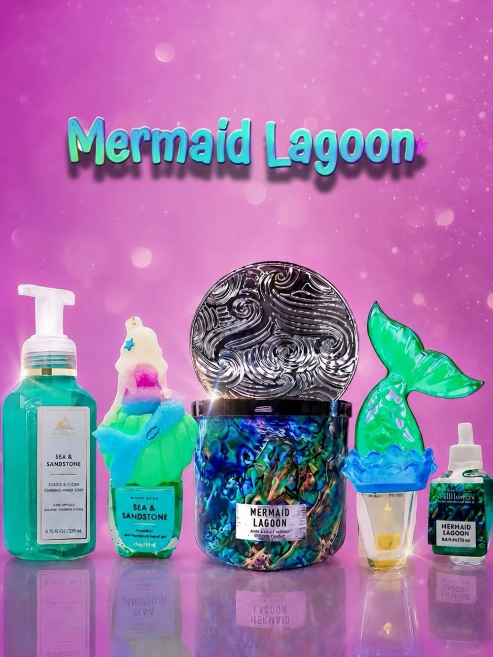 Rare BBW Mermaid Lagoon Candle Wallflower Disney Ariel 6-Pc Set